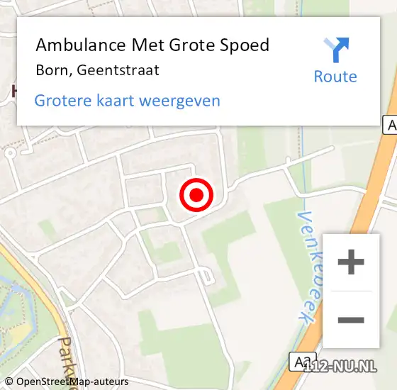 Locatie op kaart van de 112 melding: Ambulance Met Grote Spoed Naar Born, Geentstraat op 20 juli 2014 06:28