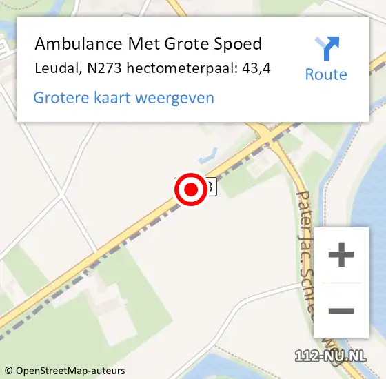 Locatie op kaart van de 112 melding: Ambulance Met Grote Spoed Naar Maasgouw, N273 hectometerpaal: 43,4 op 14 juni 2022 17:22