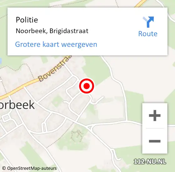 Locatie op kaart van de 112 melding: Politie Noorbeek, Brigidastraat op 14 juni 2022 19:30