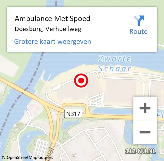 Locatie op kaart van de 112 melding: Ambulance Met Spoed Naar Doesburg, Verhuellweg op 14 juni 2022 21:26