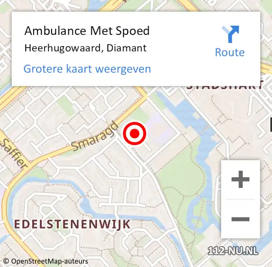 Locatie op kaart van de 112 melding: Ambulance Met Spoed Naar Heerhugowaard, Diamant op 14 juni 2022 21:53