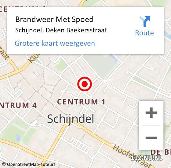 Locatie op kaart van de 112 melding: Brandweer Met Spoed Naar Schijndel, Deken Baekersstraat op 14 juni 2022 22:03