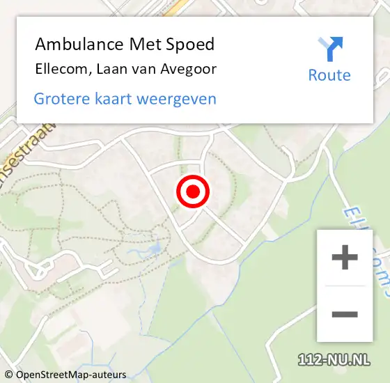 Locatie op kaart van de 112 melding: Ambulance Met Spoed Naar Ellecom, Laan van Avegoor op 14 juni 2022 22:36