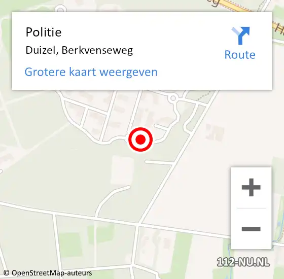 Locatie op kaart van de 112 melding: Politie Duizel, Berkvenseweg op 15 juni 2022 07:11