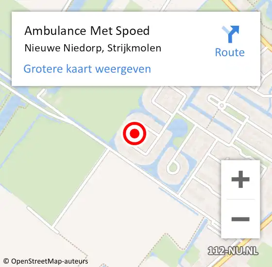 Locatie op kaart van de 112 melding: Ambulance Met Spoed Naar Nieuwe Niedorp, Strijkmolen op 15 juni 2022 09:49