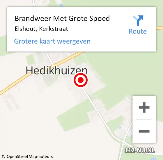 Locatie op kaart van de 112 melding: Brandweer Met Grote Spoed Naar Elshout, Kerkstraat op 15 juni 2022 11:27