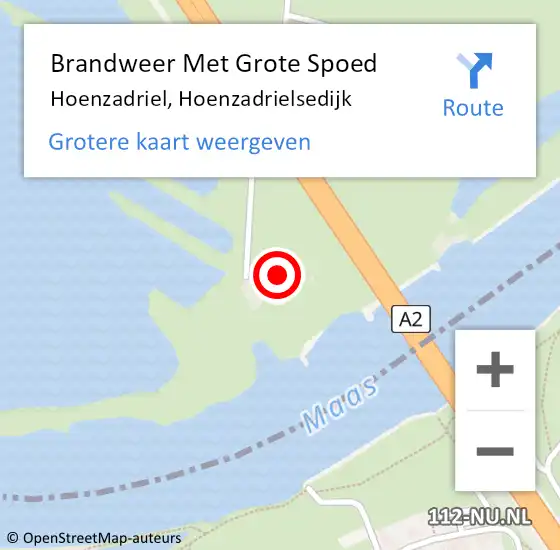 Locatie op kaart van de 112 melding: Brandweer Met Grote Spoed Naar Hoenzadriel, Hoenzadrielsedijk op 15 juni 2022 12:14