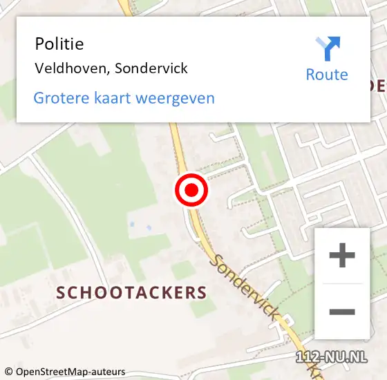 Locatie op kaart van de 112 melding: Politie Veldhoven, Sondervick op 15 juni 2022 12:21