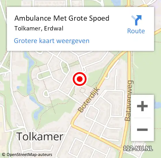 Locatie op kaart van de 112 melding: Ambulance Met Grote Spoed Naar Tolkamer, Erdwal op 15 juni 2022 12:42