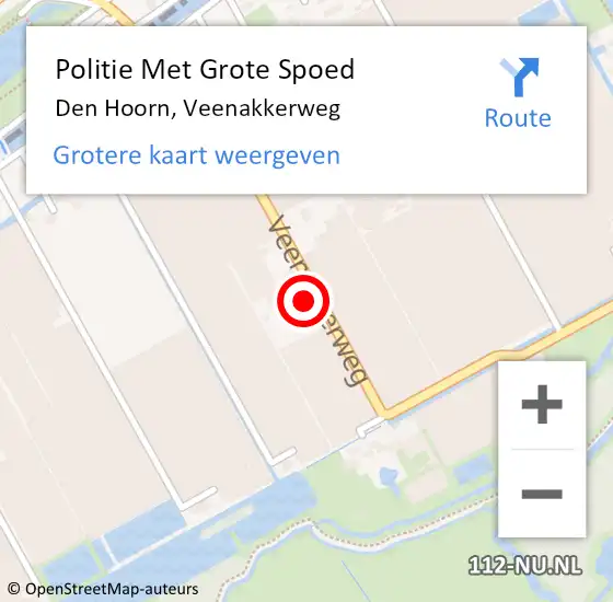Locatie op kaart van de 112 melding: Politie Met Grote Spoed Naar Den Hoorn, Veenakkerweg op 15 juni 2022 13:53