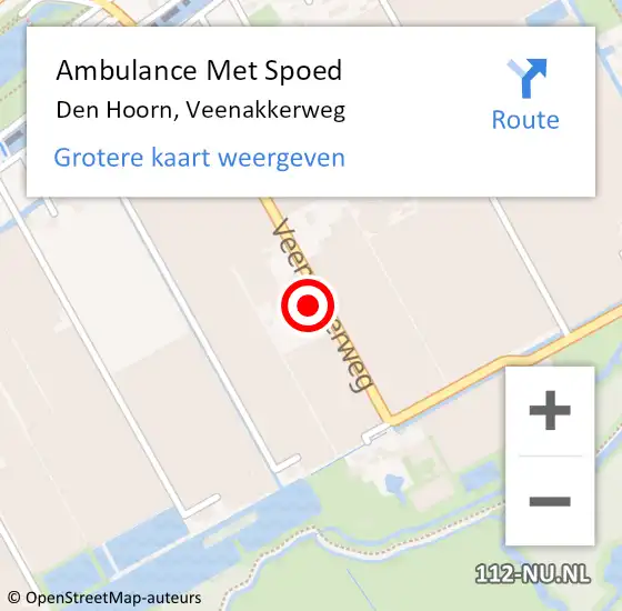 Locatie op kaart van de 112 melding: Ambulance Met Spoed Naar Den Hoorn, Veenakkerweg op 15 juni 2022 13:54