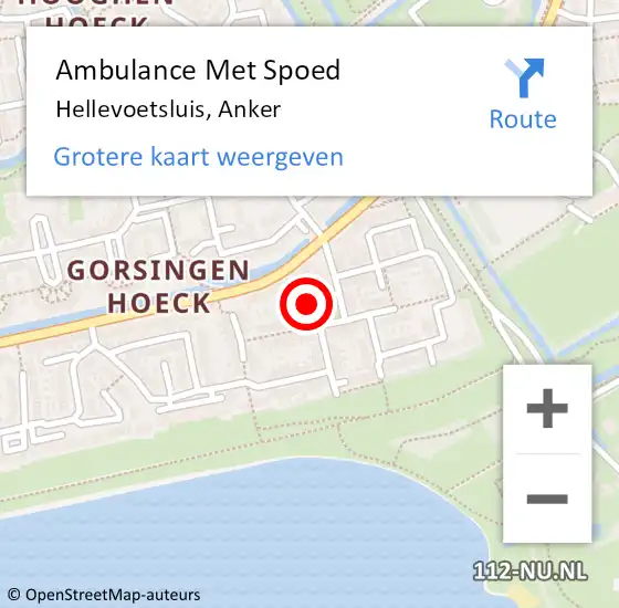 Locatie op kaart van de 112 melding: Ambulance Met Spoed Naar Hellevoetsluis, Anker op 15 juni 2022 13:58