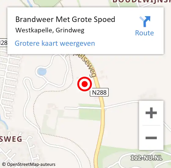 Locatie op kaart van de 112 melding: Brandweer Met Grote Spoed Naar Westkapelle, Grindweg op 15 juni 2022 14:34