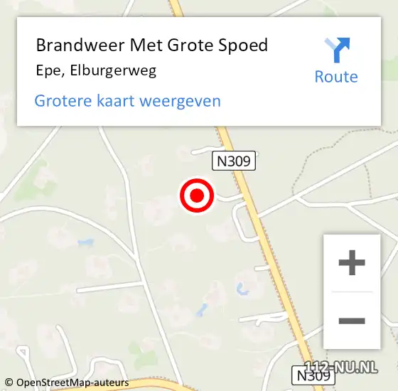 Locatie op kaart van de 112 melding: Brandweer Met Grote Spoed Naar Epe, Elburgerweg op 15 juni 2022 15:30
