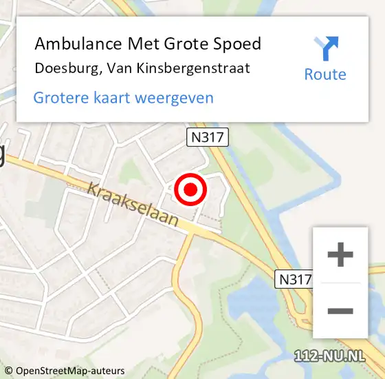 Locatie op kaart van de 112 melding: Ambulance Met Grote Spoed Naar Doesburg, Van Kinsbergenstraat op 15 juni 2022 16:20