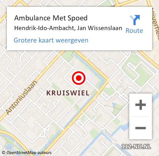Locatie op kaart van de 112 melding: Ambulance Met Spoed Naar Hendrik-Ido-Ambacht, Jan Wissenslaan op 15 juni 2022 16:28