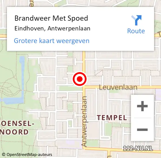 Locatie op kaart van de 112 melding: Brandweer Met Spoed Naar Eindhoven, Antwerpenlaan op 15 juni 2022 16:53