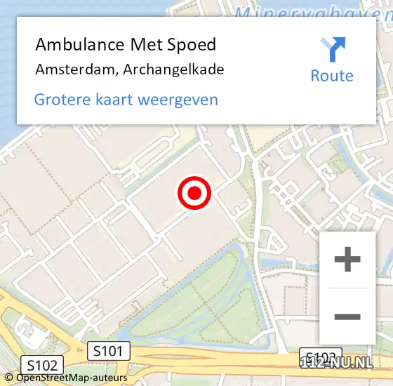 Locatie op kaart van de 112 melding: Ambulance Met Spoed Naar Amsterdam, Archangelkade op 15 juni 2022 18:20