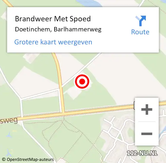 Locatie op kaart van de 112 melding: Brandweer Met Spoed Naar Doetinchem, Barlhammerweg op 15 juni 2022 21:27