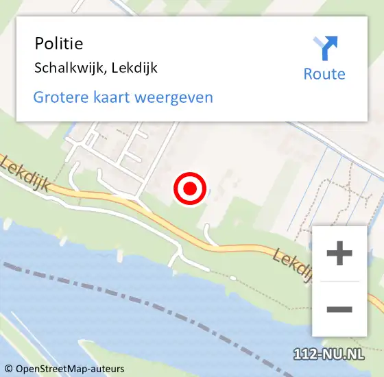 Locatie op kaart van de 112 melding: Politie Schalkwijk, Lekdijk op 15 juni 2022 23:26