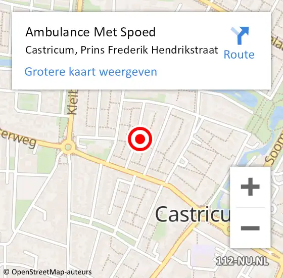 Locatie op kaart van de 112 melding: Ambulance Met Spoed Naar Castricum, Prins Frederik Hendrikstraat op 15 juni 2022 23:43