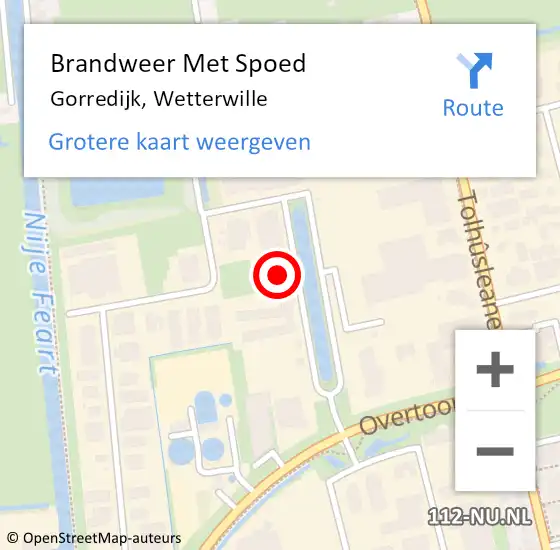 Locatie op kaart van de 112 melding: Brandweer Met Spoed Naar Gorredijk, Wetterwille op 16 juni 2022 09:32