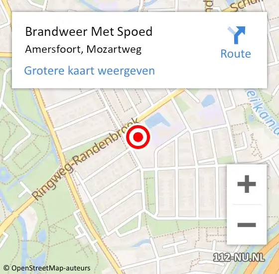 Locatie op kaart van de 112 melding: Brandweer Met Spoed Naar Amersfoort, Mozartweg op 16 juni 2022 11:15