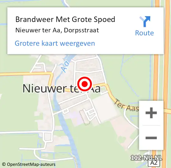 Locatie op kaart van de 112 melding: Brandweer Met Grote Spoed Naar Nieuwer ter Aa, Dorpsstraat op 16 juni 2022 12:16
