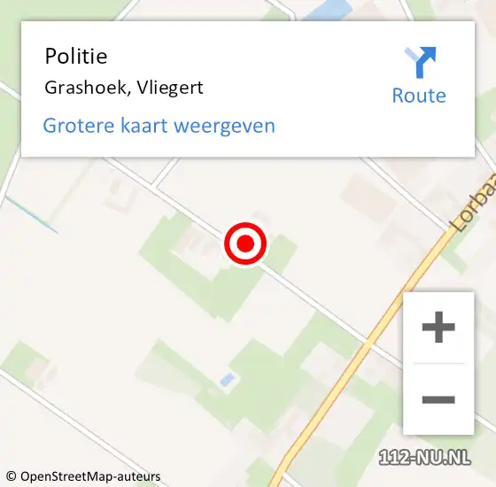 Locatie op kaart van de 112 melding: Politie Grashoek, Vliegert op 16 juni 2022 12:30