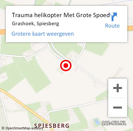 Locatie op kaart van de 112 melding: Trauma helikopter Met Grote Spoed Naar Grashoek, Spiesberg op 16 juni 2022 12:31