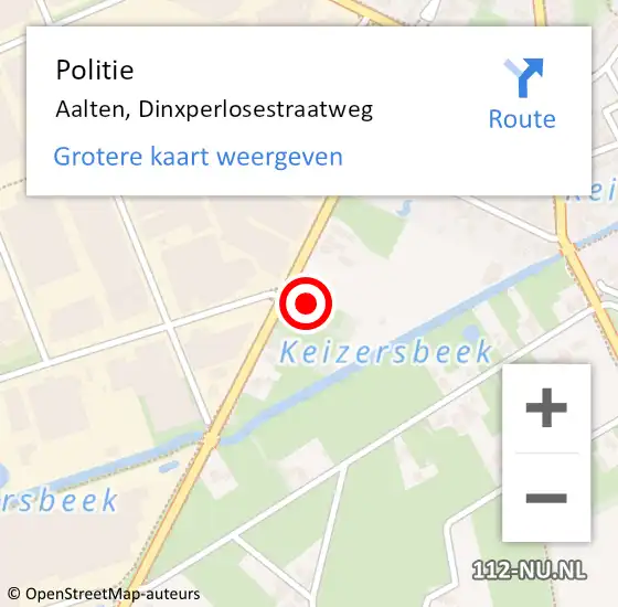 Locatie op kaart van de 112 melding: Politie Aalten, Dinxperlosestraatweg op 16 juni 2022 13:32