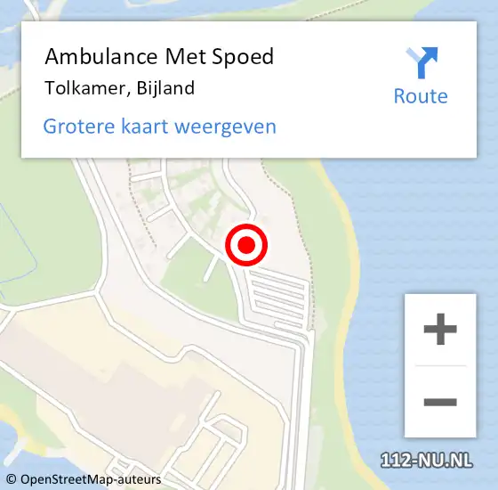 Locatie op kaart van de 112 melding: Ambulance Met Spoed Naar Tolkamer, Bijland op 16 juni 2022 15:08