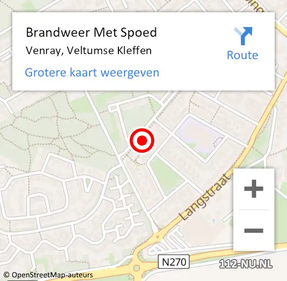 Locatie op kaart van de 112 melding: Brandweer Met Spoed Naar Venray, Veltumse Kleffen op 16 juni 2022 17:50