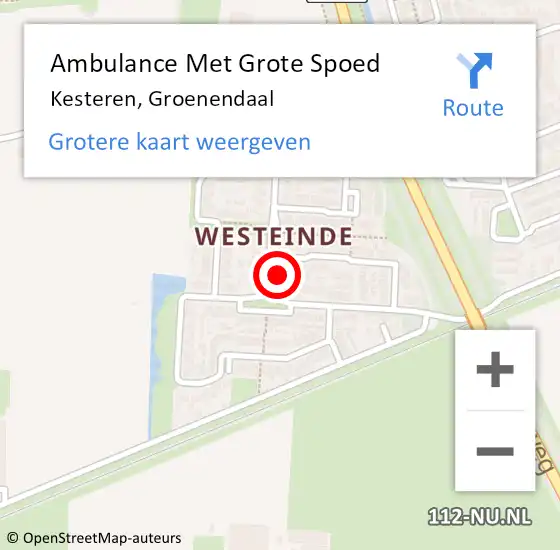 Locatie op kaart van de 112 melding: Ambulance Met Grote Spoed Naar Kesteren, Groenendaal op 16 juni 2022 19:10