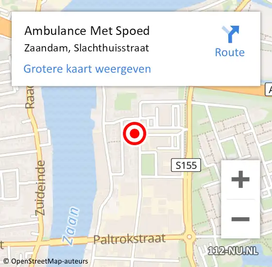 Locatie op kaart van de 112 melding: Ambulance Met Spoed Naar Zaandam, Slachthuisstraat op 16 juni 2022 19:32
