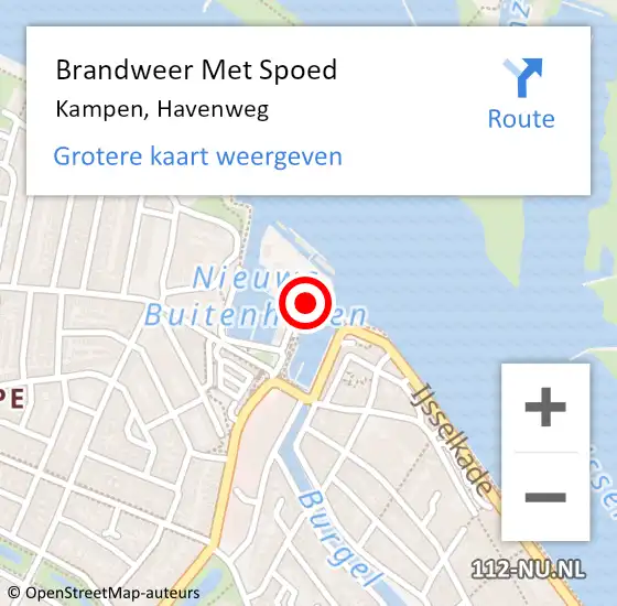 Locatie op kaart van de 112 melding: Brandweer Met Spoed Naar Kampen, Havenweg op 16 juni 2022 21:36