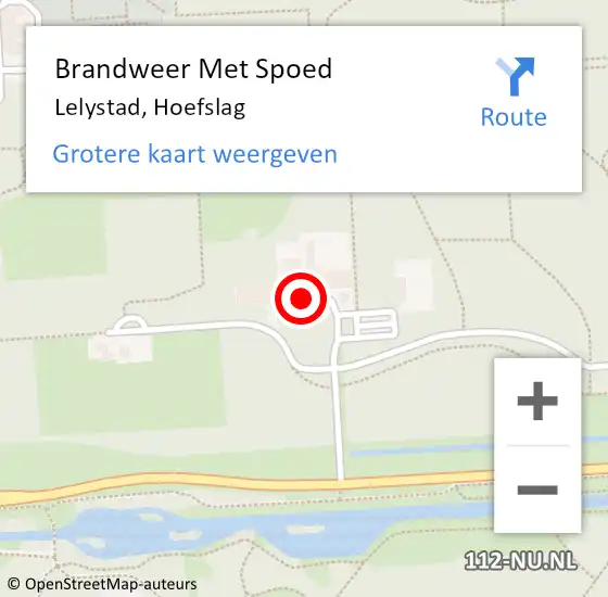 Locatie op kaart van de 112 melding: Brandweer Met Spoed Naar Lelystad, Hoefslag op 16 juni 2022 23:37
