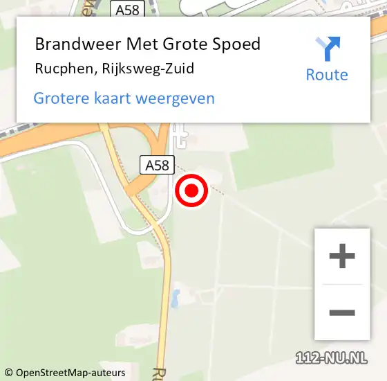 Locatie op kaart van de 112 melding: Brandweer Met Grote Spoed Naar Rucphen, Rijksweg-Zuid op 17 juni 2022 01:56