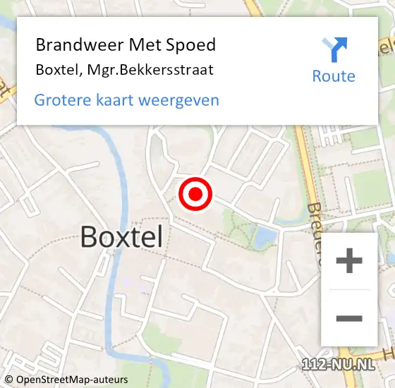 Locatie op kaart van de 112 melding: Brandweer Met Spoed Naar Boxtel, Mgr.Bekkersstraat op 17 juni 2022 10:28