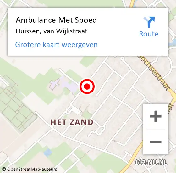 Locatie op kaart van de 112 melding: Ambulance Met Spoed Naar Huissen, van Wijkstraat op 17 juni 2022 12:22