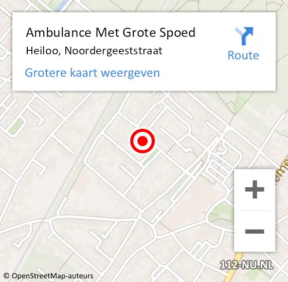Locatie op kaart van de 112 melding: Ambulance Met Grote Spoed Naar Heiloo, Noordergeeststraat op 17 juni 2022 13:09