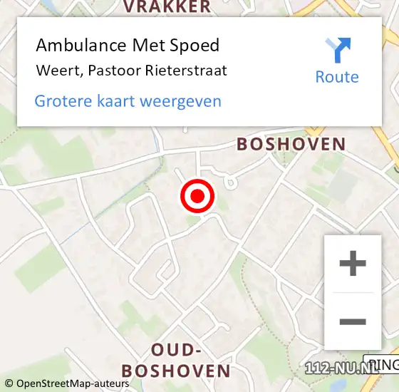 Locatie op kaart van de 112 melding: Ambulance Met Spoed Naar Weert, Pastoor Rieterstraat op 17 juni 2022 14:21