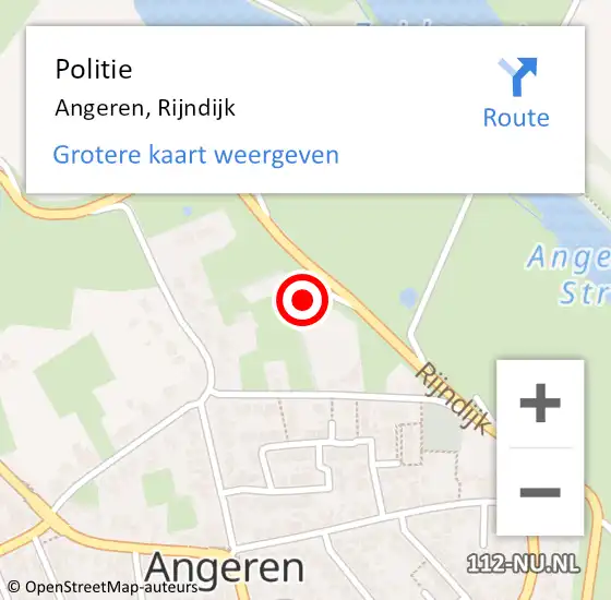 Locatie op kaart van de 112 melding: Politie Angeren, Rijndijk op 17 juni 2022 15:03