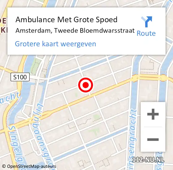 Locatie op kaart van de 112 melding: Ambulance Met Grote Spoed Naar Amsterdam, Tweede Bloemdwarsstraat op 17 juni 2022 15:15