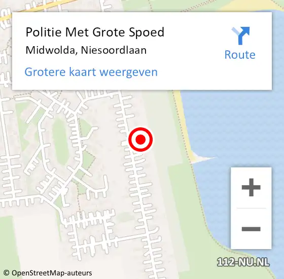 Locatie op kaart van de 112 melding: Politie Met Grote Spoed Naar Midwolda, Niesoordlaan op 17 juni 2022 15:26