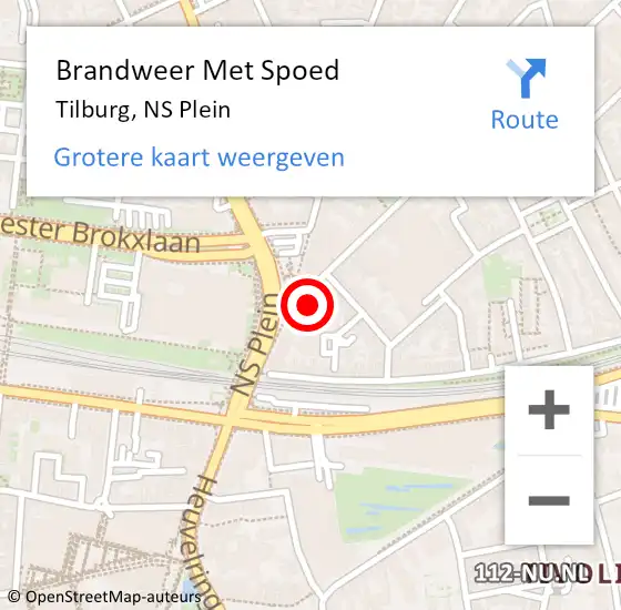 Locatie op kaart van de 112 melding: Brandweer Met Spoed Naar Tilburg, NS Plein op 17 juni 2022 18:34