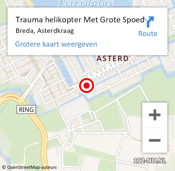 Locatie op kaart van de 112 melding: Trauma helikopter Met Grote Spoed Naar Breda, Asterdkraag op 17 juni 2022 19:18