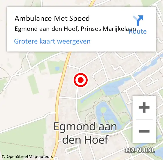 Locatie op kaart van de 112 melding: Ambulance Met Spoed Naar Egmond aan den Hoef, Prinses Marijkelaan op 17 juni 2022 20:28