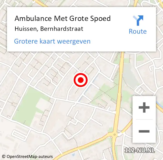 Locatie op kaart van de 112 melding: Ambulance Met Grote Spoed Naar Huissen, Bernhardstraat op 17 juni 2022 20:36
