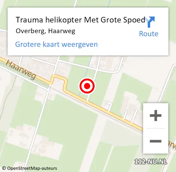 Locatie op kaart van de 112 melding: Trauma helikopter Met Grote Spoed Naar Overberg, Haarweg op 17 juni 2022 21:12